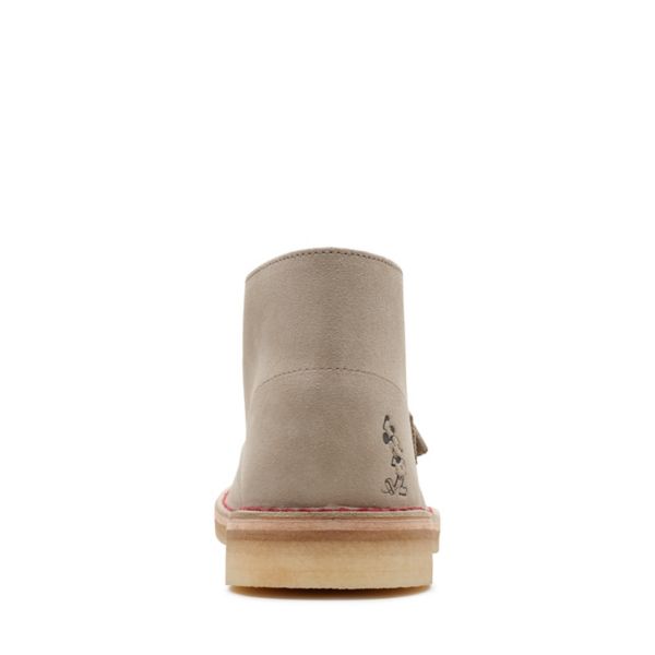 Clarks Womens Desert Boot Ankle Boots Sand Suede Embossed | UK-6587491